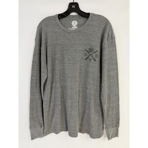 RWB Shirt Henley Mens Large Gray Cotton Waffle Knit Long Sleeve Made in USA